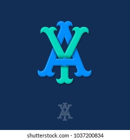 A and Y monogram. A and Y crossed letters, intertwined letters initials.