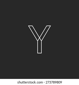 Y monogram letter illusion line logo, mockup black and white business sign