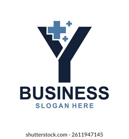 Y Monogram with plus medical icon vector design, logotype element for template