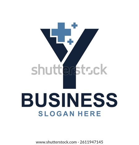 Y Monogram with plus medical icon vector design, logotype element for template