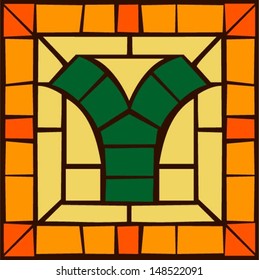 Y - Mosaic alphabet capital letters, stained glass windows with frame or tile design, vector illustration