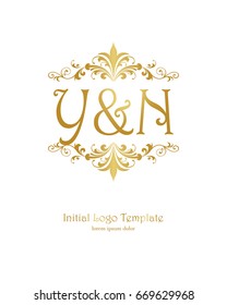 Y & N initial wedding logo template vector