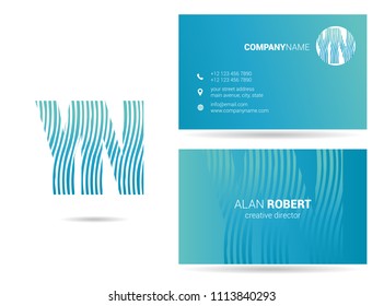 Y & N Joint waves letter design with business card template