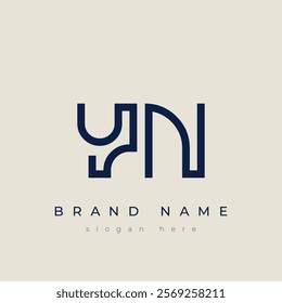 Y and N logo design. YN abstract Letters Logo Monogram. This logo design is the process of creating a visual symbol that represents a brand, company, or individual.