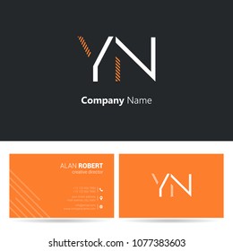 Y & N stroke letter design with business card template