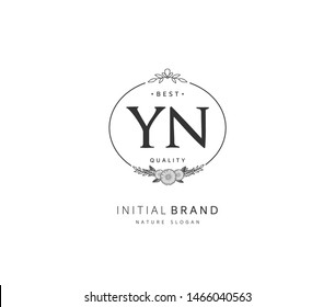 Y N YN Beauty vector initial logo, handwriting logo of initial signature, wedding, fashion, jewerly, boutique, floral and botanical with creative template for any company or business.