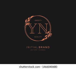Y N YN Beauty vector initial logo, handwriting logo of initial signature, wedding, fashion, jewerly, boutique, floral and botanical with creative template for any company or business.