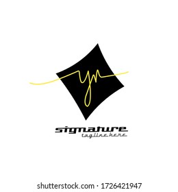 y n yn Initial logo handwriting template vector