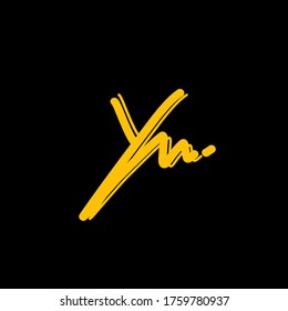 Y n Yn initial logo handwriting template vector. isolated black background