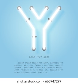 Y, neon and alphabet lettering, vector art and illustration.