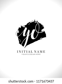 Y O Initial brush and handwriting logo template vector