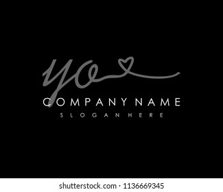 Y O Initial handwriting logo vector