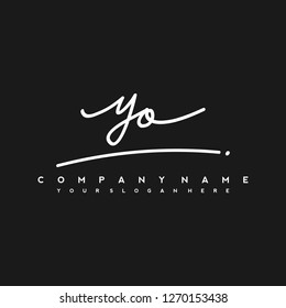  Y O Initial handwriting logo vector