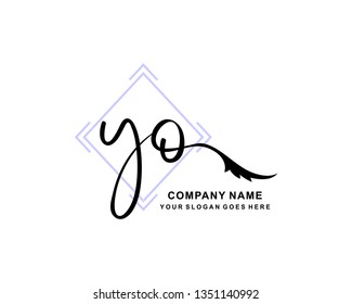 Y O Initial Handwriting Logo Template