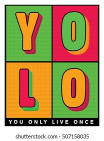 Y O L O : Motivational poster you only live once concept