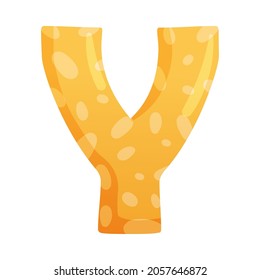 Y orange glossy letter. Cute childish alphabet for card, poster, nursery design cartoon vector illustration