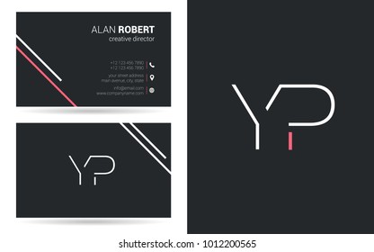 Y & P joint logo line letter design with business card template 