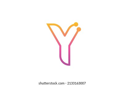 Y pink alphabet letter logo icon design with dot. Creative template for company and business with line