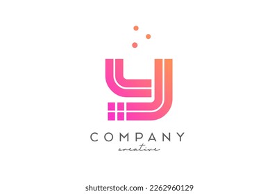 Y pink alphabet letter logo with lines and dots. Corporate creative template design for company and business