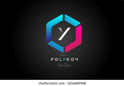 Y polygonal polygon blue pink alphabet letter logo icon design for business and company. Suitable for a trendy or stylish logotype