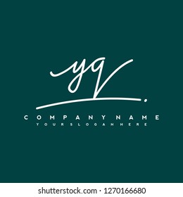Y Q Initial handwriting logo vector