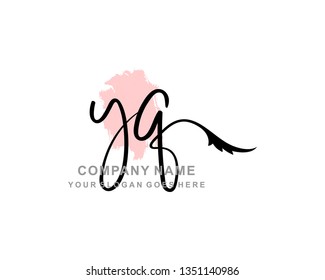 Y Q Initial Handwriting Logo Template