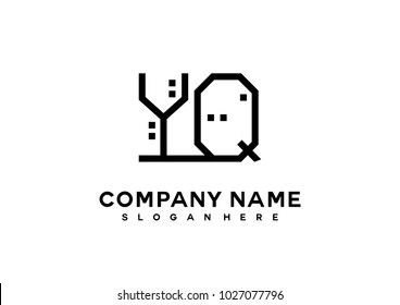 Y Q initial logo template vector