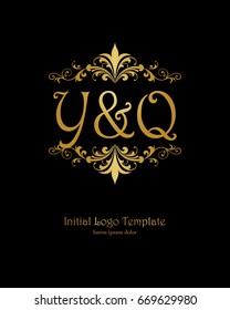 Y & Q initial wedding logo template vector