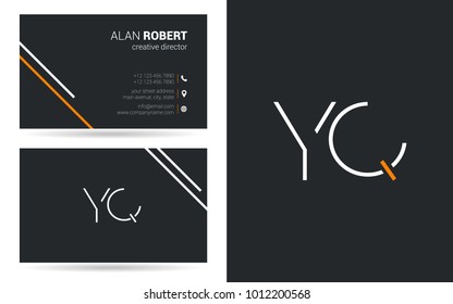 Y & Q joint logo line letter design with business card template 