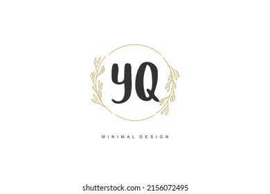 Y Q YQ Logo, Initialschrift Handschrift oder Handschrift für Identität. Logo mit Unterschrift und handgezeichnet.