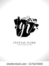 Y R Initial brush and handwriting logo template vector