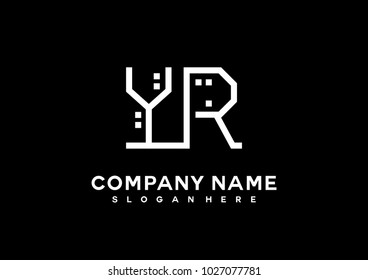 Y R initial logo template vector