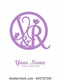Y R initial wedding decorative logo template