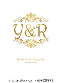 Y & R initial wedding logo template vector