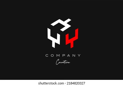 Y red white three letter cube alphabet letter logo icon design. Creative template for business and company