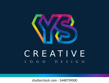 Y S Logo. YS Letter Design Vector with Magenta blue and green yellow color