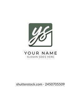 Y, S, YS Initial letter handwritten, Alphabet YS signature Icon in square shape