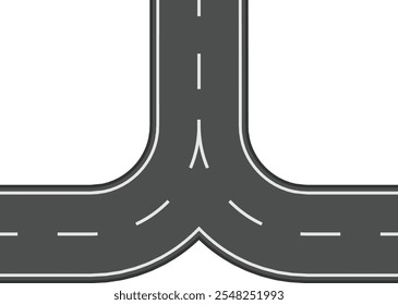 A rodovia em forma de Y se divide em duas rotas. Simbolizando escolha. O fundo branco melhora o contraste. Destacando a tomada de decisões. O gráfico representa a escolha de uma direção. Uma metáfora para as decisões de vida