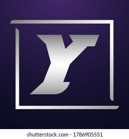 Y Silver Letter Logo Design With Simple style