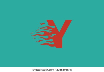 Y speed fire with flames logo letter. Burning letter icon for your project, application or company.