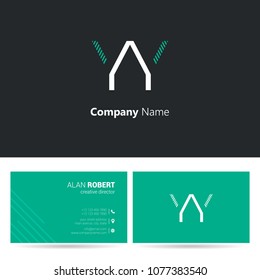 Y & Y stroke letter design with business card template