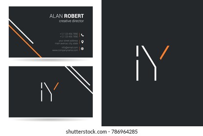 I & Y stroke logo vector with business card template