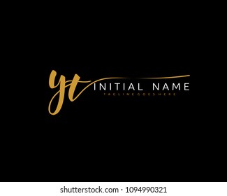 Y T Initial handwriting logo vector. Hand lettering for designs.