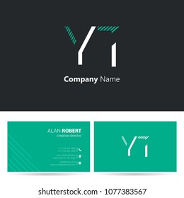 Y & T stroke letter design with business card template