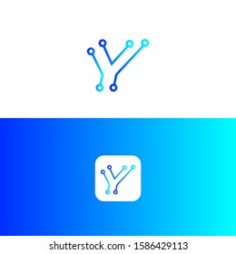 Y tech letter logo design, y icon, 