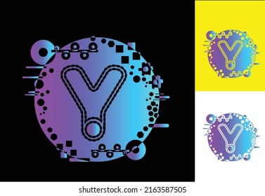 logotipo de tecnología Y, icono, camiseta, plantilla de diseño de pegatinas