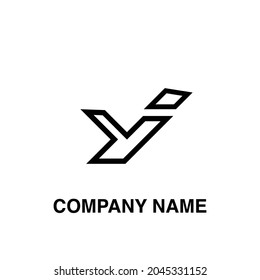 Color negro del logotipo geométrico tipo Y 