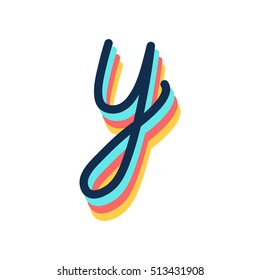 Y type retro colors hand writing alphabets