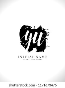 Y U Initial brush and handwriting logo template vector