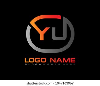 Y U Initial circle logo template vector